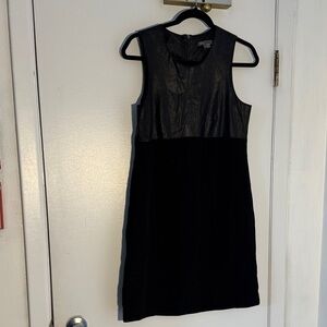 Vince Black Leather-Panel Mini Dress